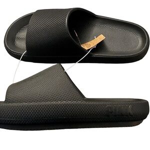 Victoria’s Secret PINK Black Large 9/10 Lounge Slides Slip On Sandals New